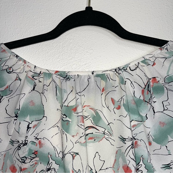 Sanctuary White & Mint Green Floral Print Split Neck Blouse Small Women’s - Picture 6 of 11